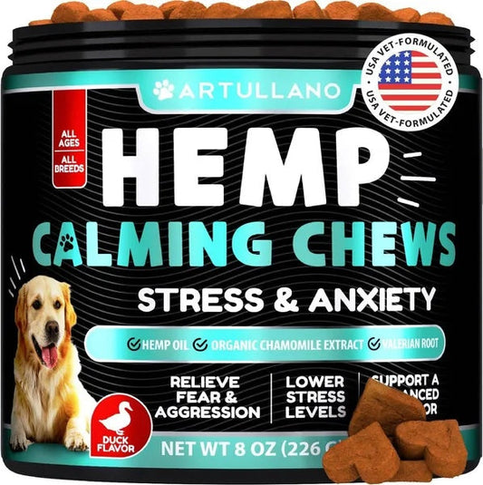 KFX-5795261 Hemp Calming Chews for Dogs - Anxiety Relief Treats with Natural Ingredients for Stress Reduction and Hip Support - 120 Count