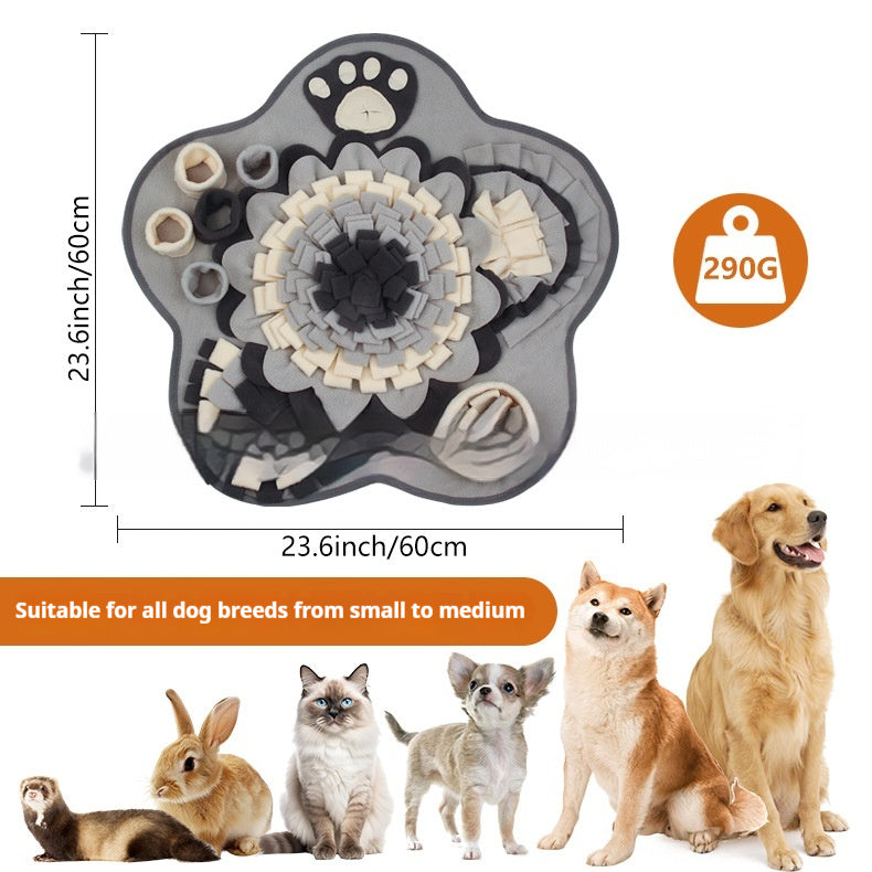 KFX-5797053 Flower Gray Sniffing Mat for Pets - Plush Slow Food Chew Pad