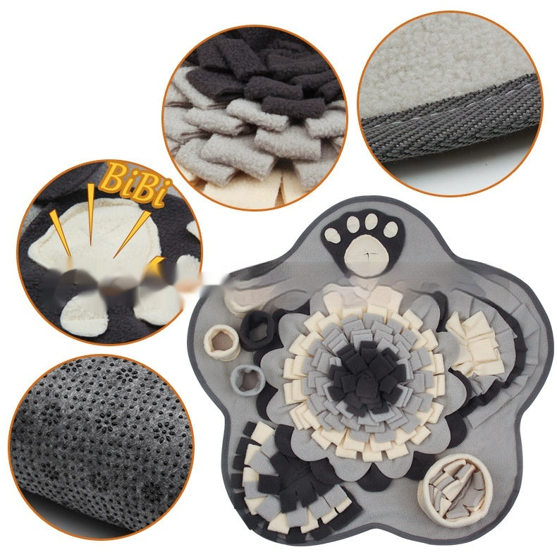 KFX-5797053 Flower Gray Sniffing Mat for Pets - Plush Slow Food Chew Pad