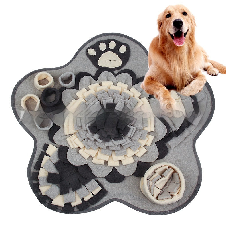 KFX-5797053 Flower Gray Sniffing Mat for Pets - Plush Slow Food Chew Pad