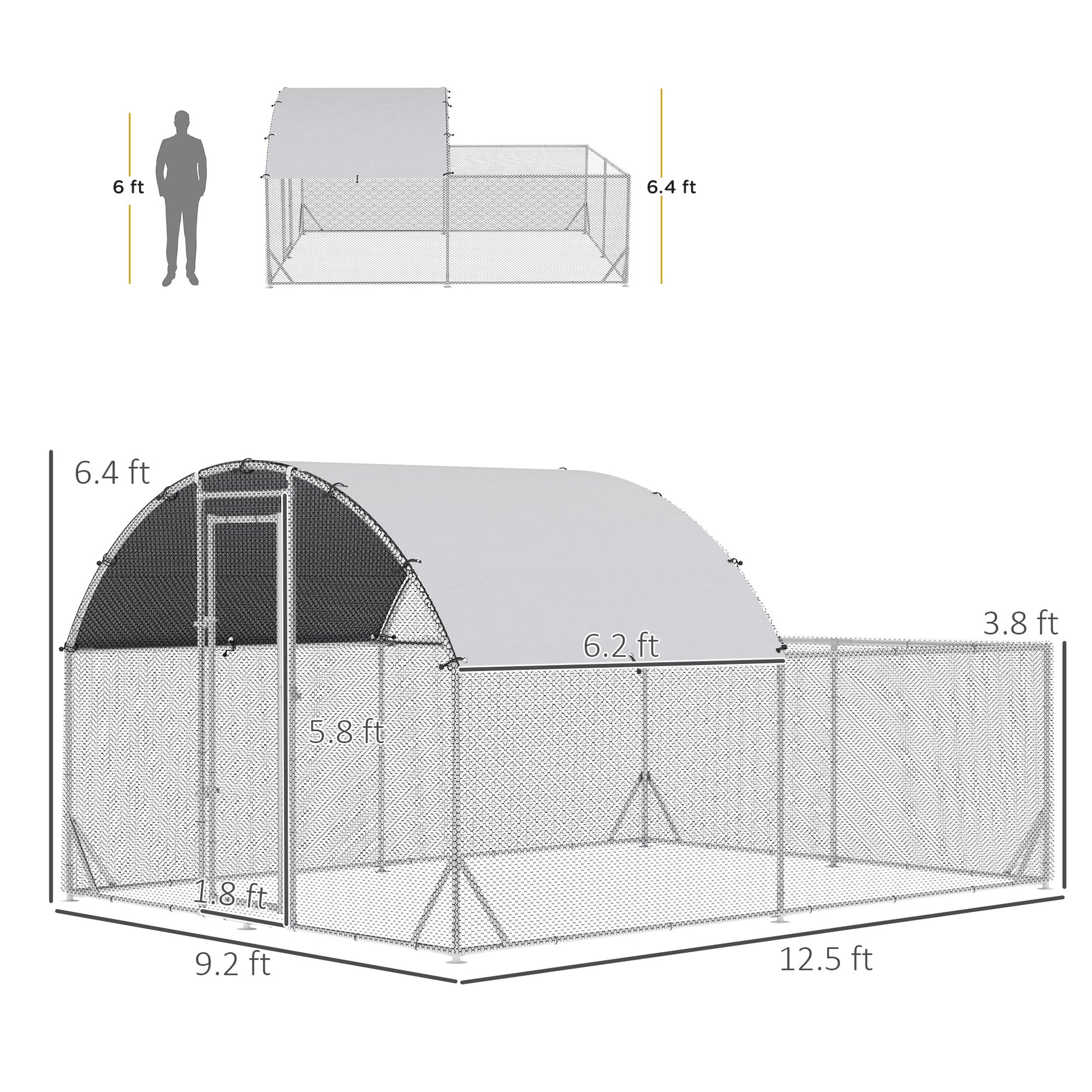 KFX-5798845 Large Outdoor Chicken Coop with Run, Waterproof and Anti-UV Cover for Poultry Protection