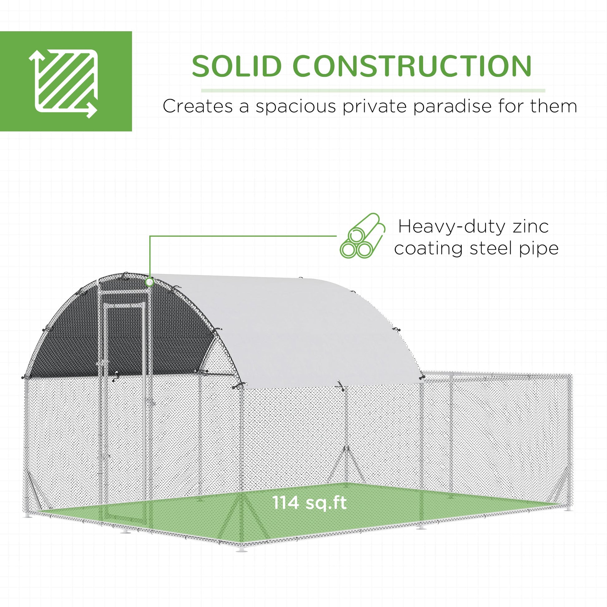 KFX-5798845 Large Outdoor Chicken Coop with Run, Waterproof and Anti-UV Cover for Poultry Protection