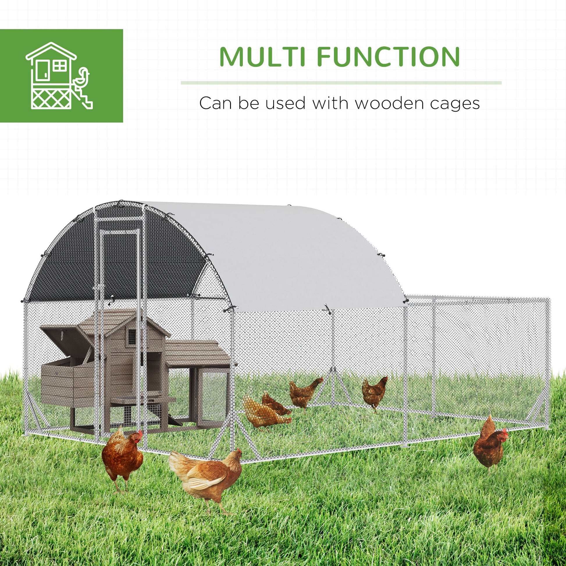 KFX-5798845 Large Outdoor Chicken Coop with Run, Waterproof and Anti-UV Cover for Poultry Protection