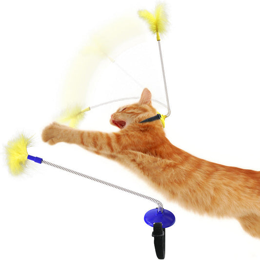 KFX-5799997 Feather Cat Wand Toy - Fun Interactive Toy for Playful Cats in Various Colors