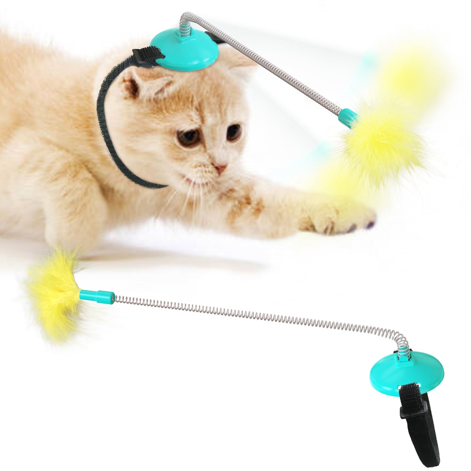 KFX-5799997 Feather Cat Wand Toy - Fun Interactive Toy for Playful Cats in Various Colors
