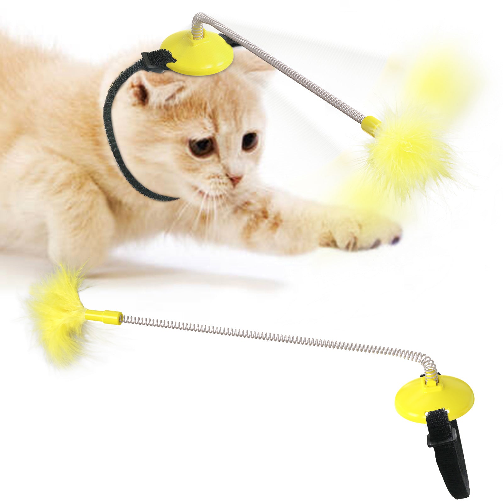 KFX-5799997 Feather Cat Wand Toy - Fun Interactive Toy for Playful Cats in Various Colors