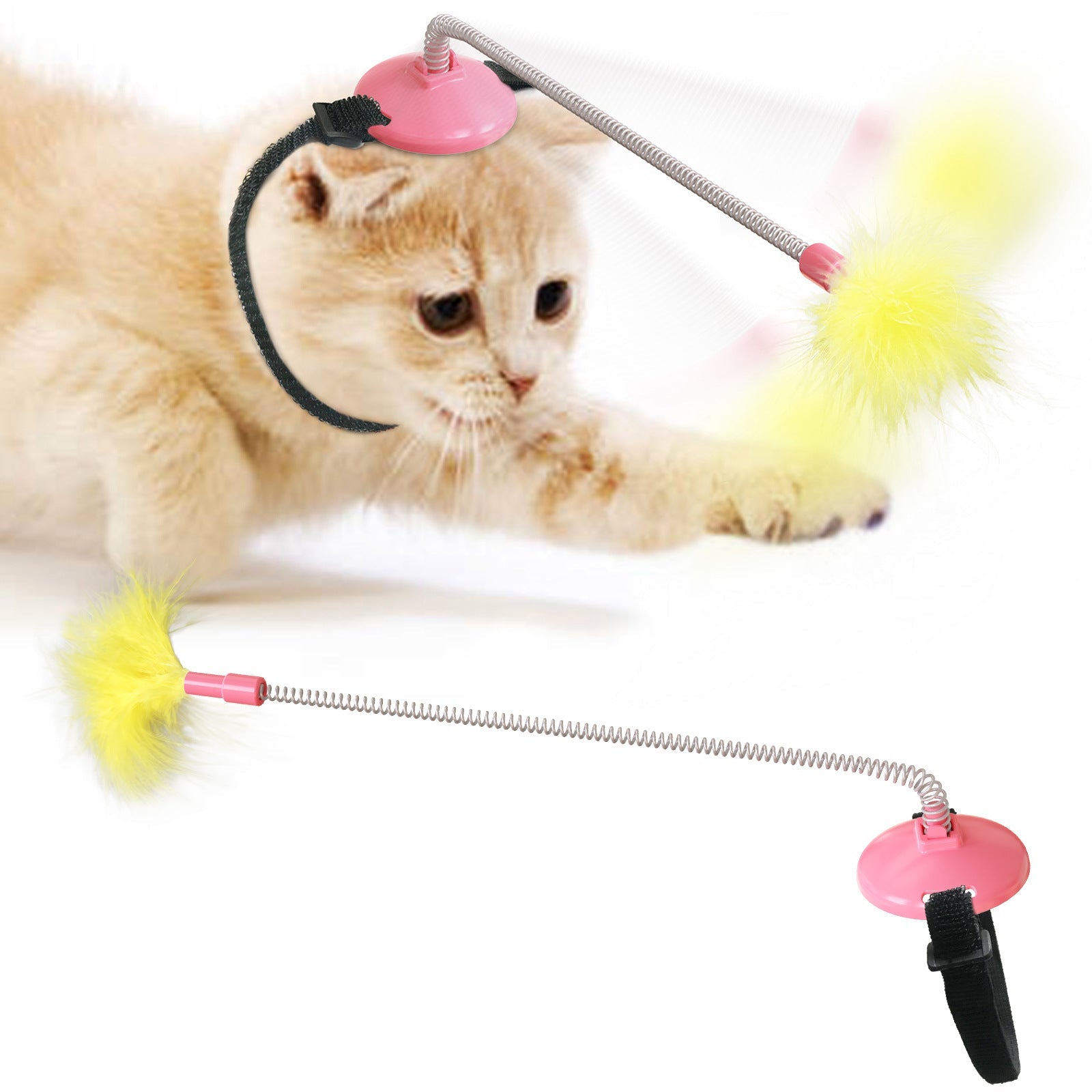 KFX-5799997 Feather Cat Wand Toy - Fun Interactive Toy for Playful Cats in Various Colors