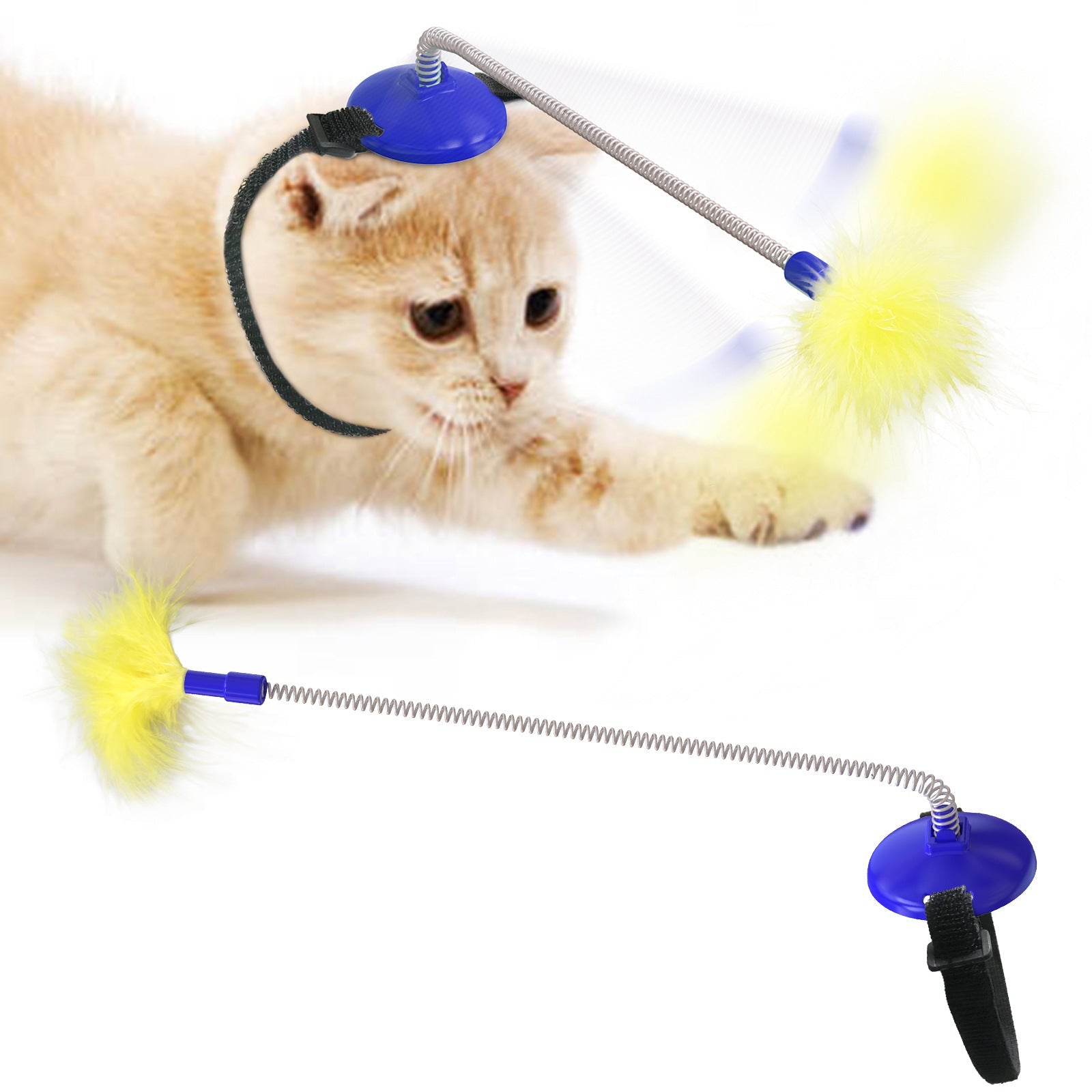 KFX-5799997 Feather Cat Wand Toy - Fun Interactive Toy for Playful Cats in Various Colors