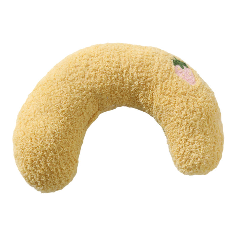 KFX-5801789 Cozy U-Shaped Pillow for Cats and Small Dogs - Soft Faux Fur Headrest for Deep Sleep and Comfort
