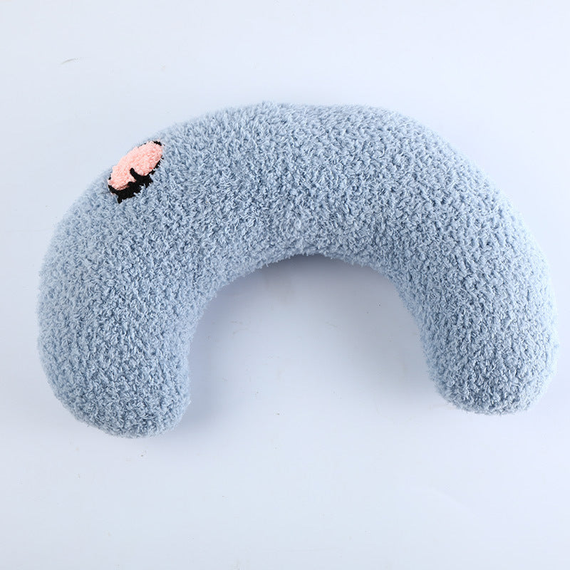 KFX-5801789 Cozy U-Shaped Pillow for Cats and Small Dogs - Soft Faux Fur Headrest for Deep Sleep and Comfort