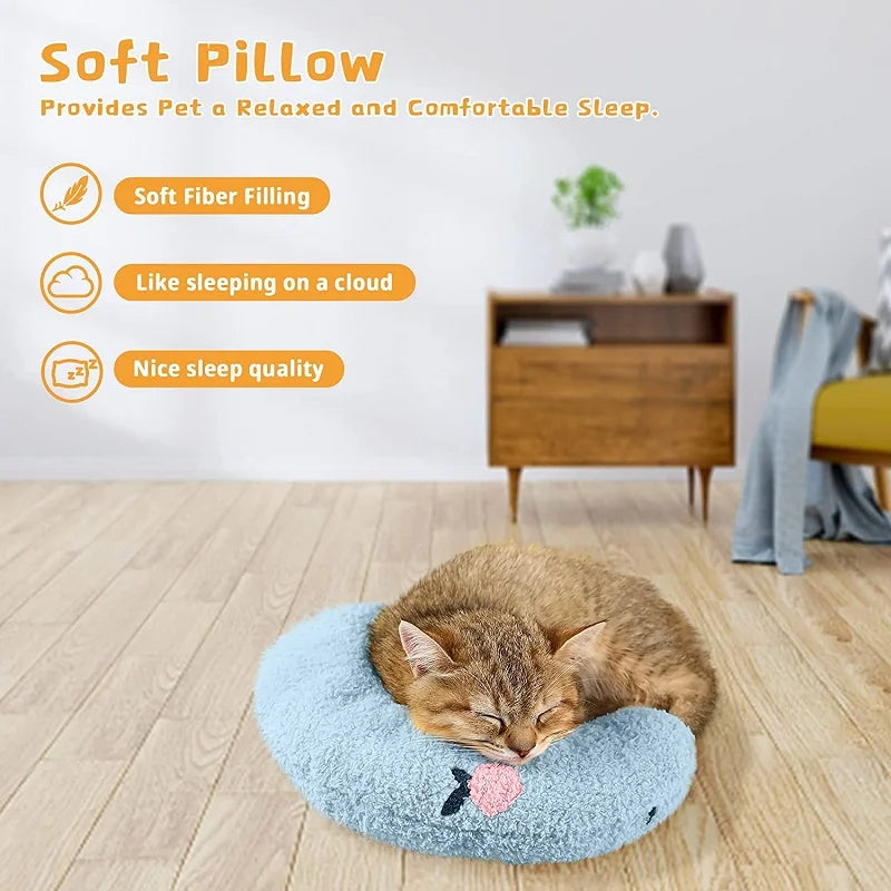 KFX-5801789 Cozy U-Shaped Pillow for Cats and Small Dogs - Soft Faux Fur Headrest for Deep Sleep and Comfort