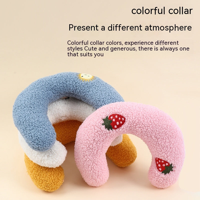 KFX-5801789 Cozy U-Shaped Pillow for Cats and Small Dogs - Soft Faux Fur Headrest for Deep Sleep and Comfort