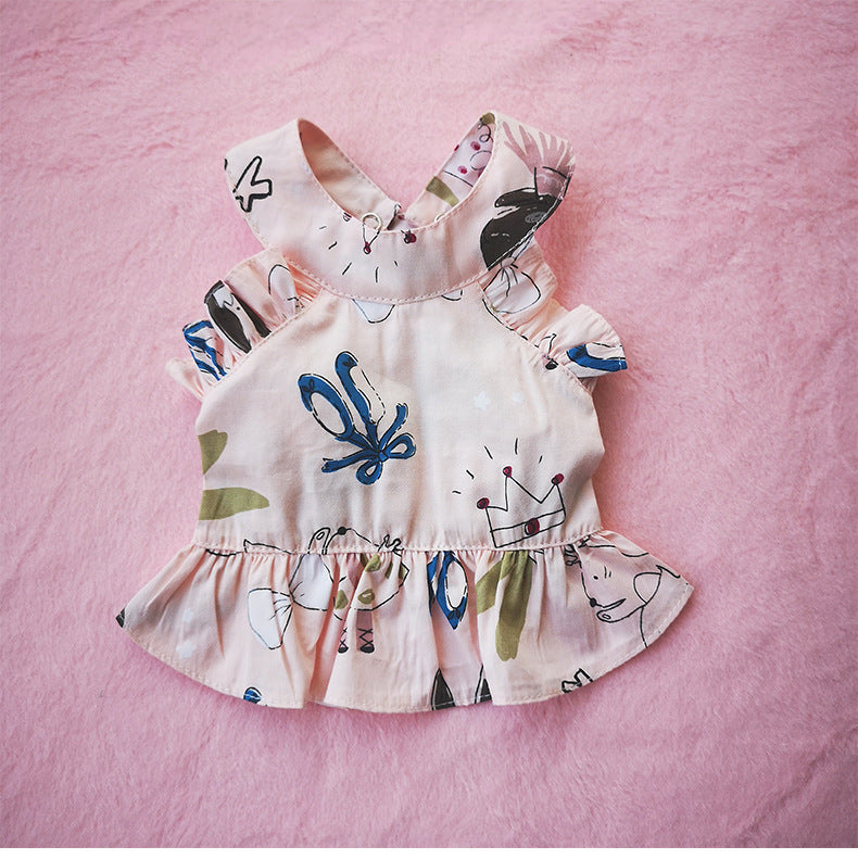 KFX-5802557 Cute Pink Cotton Dog Skirt for Small and Medium Dogs and Cats, Available in Multiple Sizes