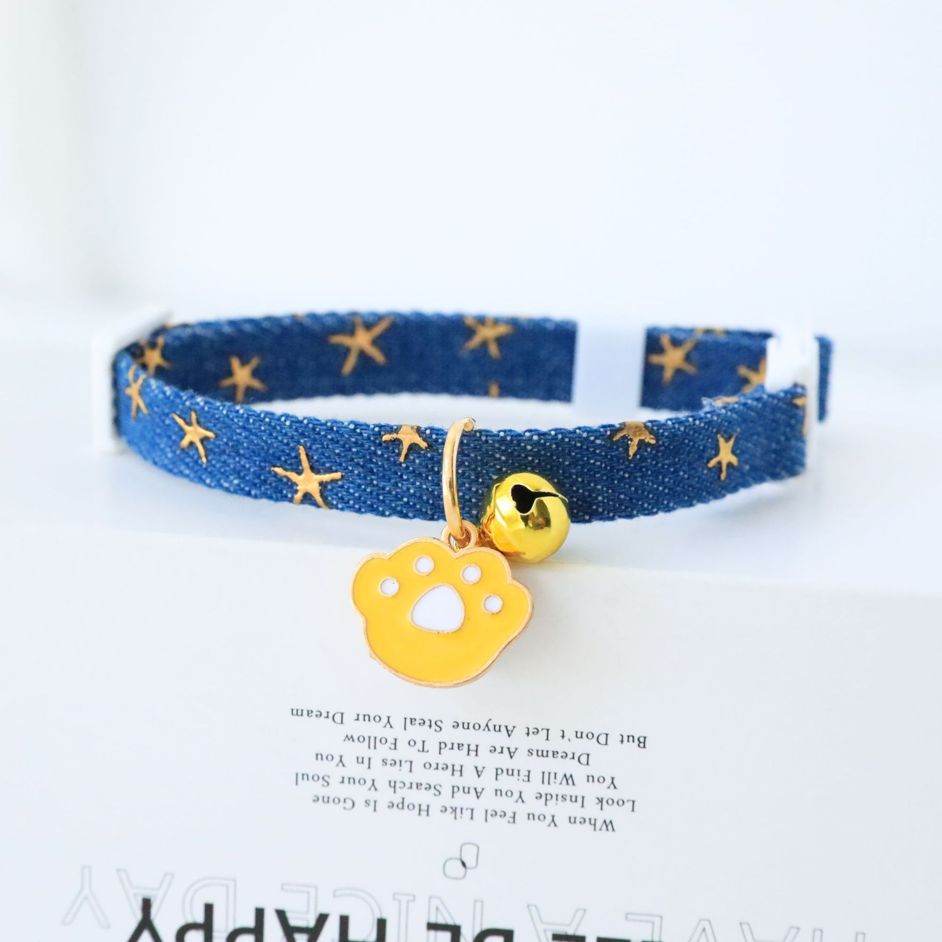 KFX-5802941 Light Blue & Dark Blue Pet Collar with Safety Buckle and Bell, Adjustable Size Small & Medium