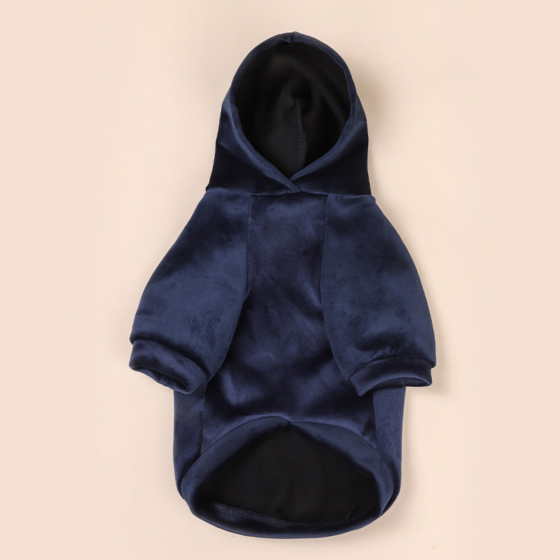 KFX-5806013 Warm Velvet Dog Sweater for Small and Medium Dogs - Casual Autumn and Winter Clothing in Navy Blue and Dark Gray