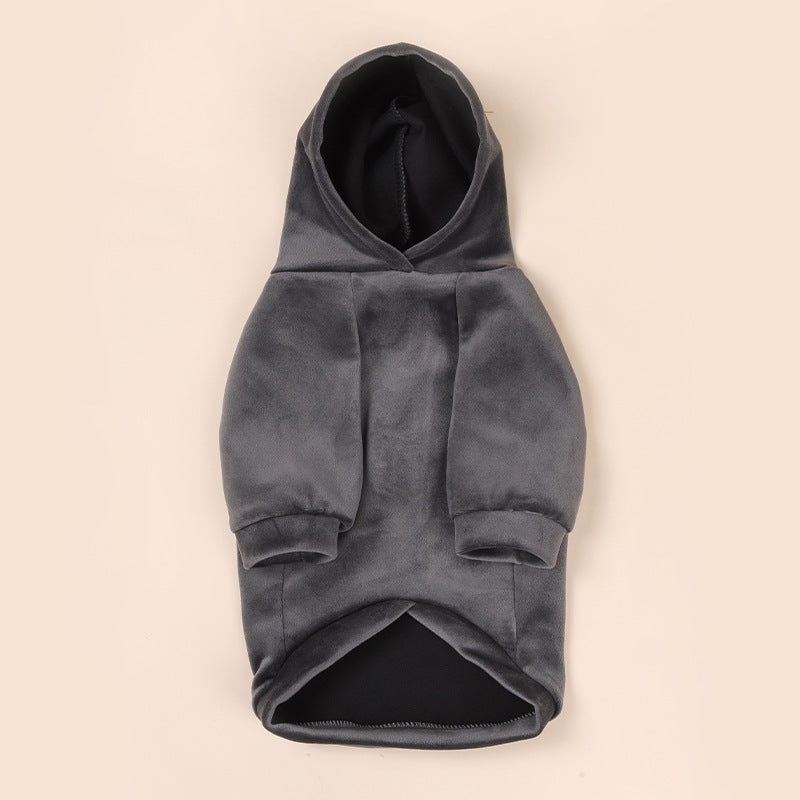 KFX-5806013 Warm Velvet Dog Sweater for Small and Medium Dogs - Casual Autumn and Winter Clothing in Navy Blue and Dark Gray