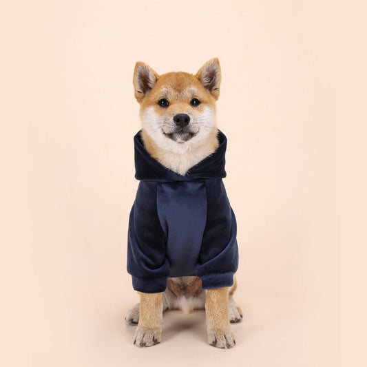 KFX-5806013 Warm Velvet Dog Sweater for Small and Medium Dogs - Casual Autumn and Winter Clothing in Navy Blue and Dark Gray
