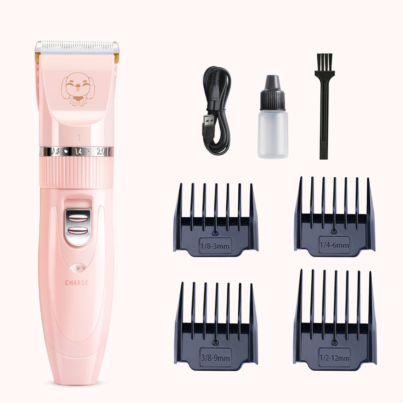 KFX-5806525 Pet Wireless Charging Grooming Hair Trimmer Set - Low Noise, Washable Head, 5 Adjustable Trimming Bits