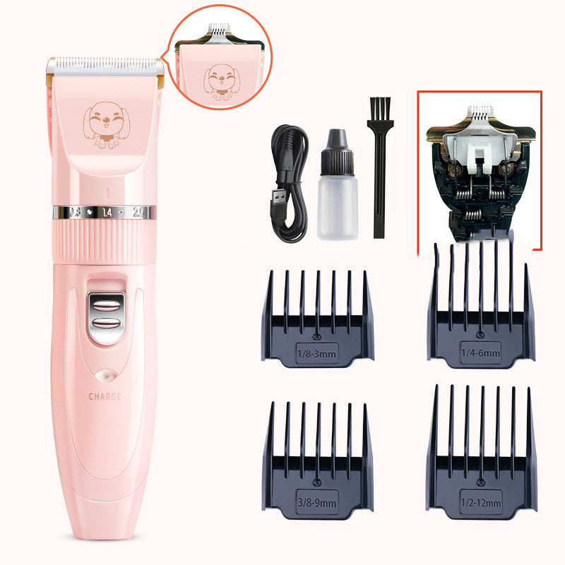 KFX-5806525 Pet Wireless Charging Grooming Hair Trimmer Set - Low Noise, Washable Head, 5 Adjustable Trimming Bits