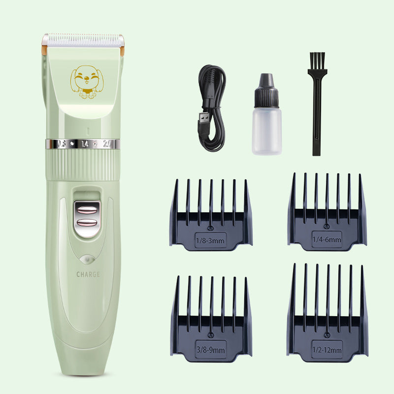 KFX-5806525 Pet Wireless Charging Grooming Hair Trimmer Set - Low Noise, Washable Head, 5 Adjustable Trimming Bits