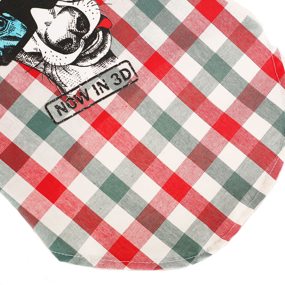 KFX-5807293 Red and White Plaid Cotton Leisure T-Shirt for Summer