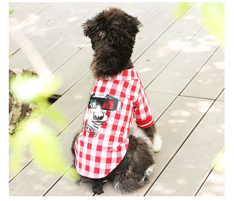 KFX-5807293 Red and White Plaid Cotton Leisure T-Shirt for Summer