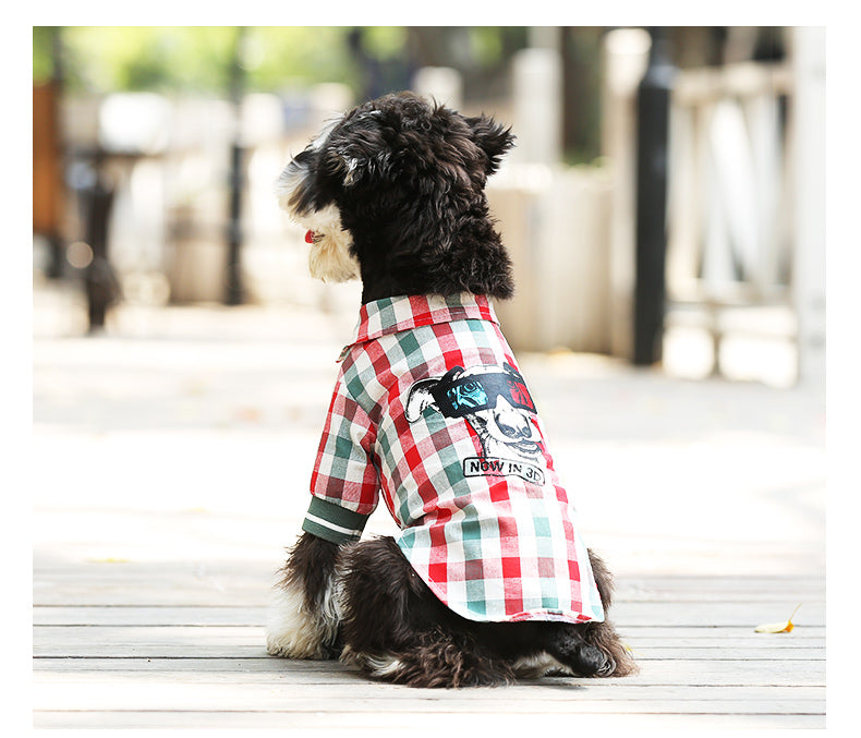 KFX-5807293 Red and White Plaid Cotton Leisure T-Shirt for Summer