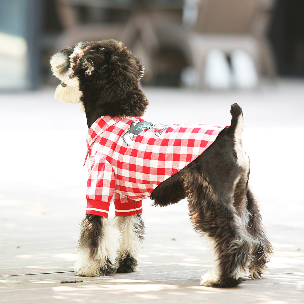KFX-5807293 Red and White Plaid Cotton Leisure T-Shirt for Summer