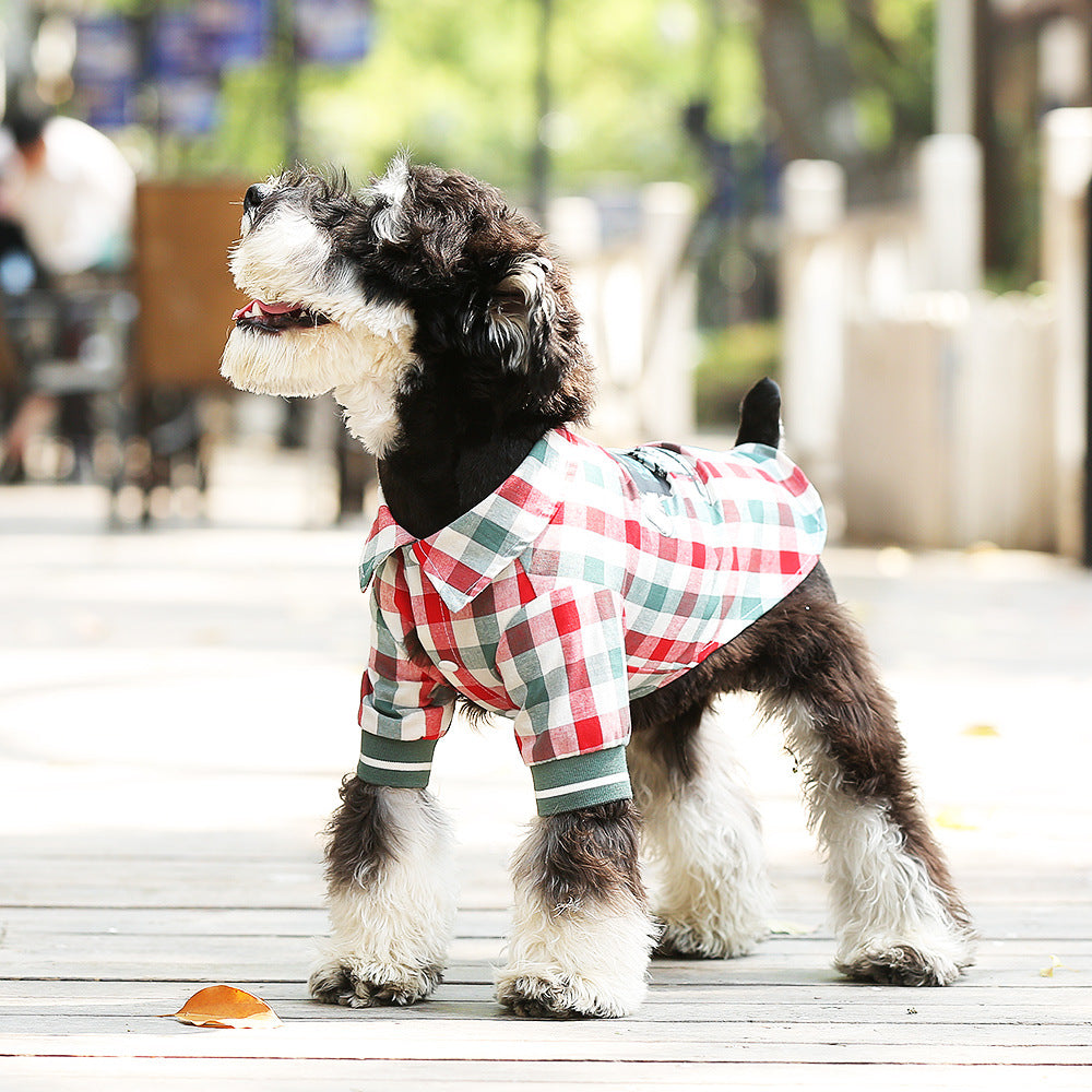 KFX-5807293 Red and White Plaid Cotton Leisure T-Shirt for Summer