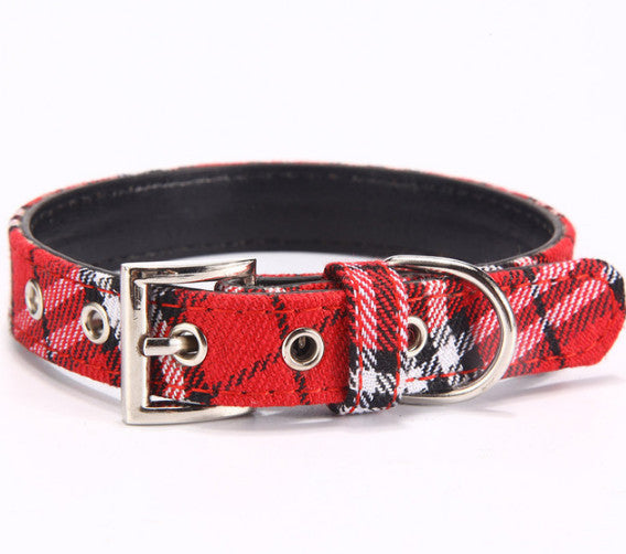 KFX-5808701 PU Leather Twill Dog Collar - Adjustable Sizes in Rose Red, Blue, Red, Yellow