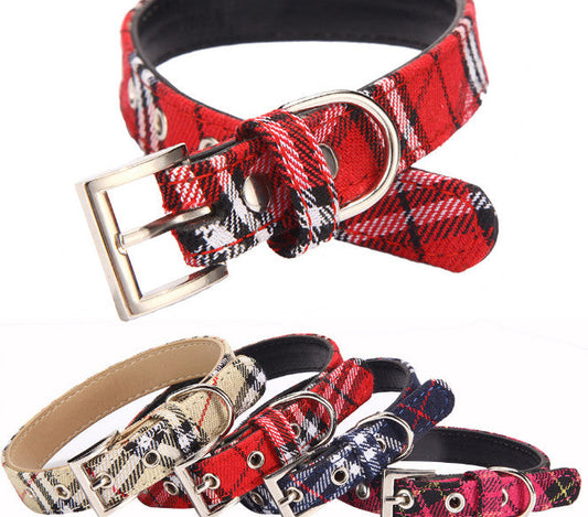 KFX-5808701 PU Leather Twill Dog Collar - Adjustable Sizes in Rose Red, Blue, Red, Yellow