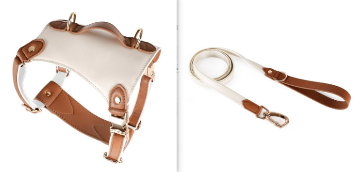 KFX-5809981 Leather Pet Vest with Lead Rope and Adjustable Chest Strap in Various Colors