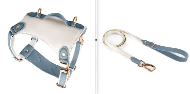 KFX-5809981 Leather Pet Vest with Lead Rope and Adjustable Chest Strap in Various Colors