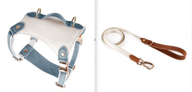 KFX-5809981 Leather Pet Vest with Lead Rope and Adjustable Chest Strap in Various Colors
