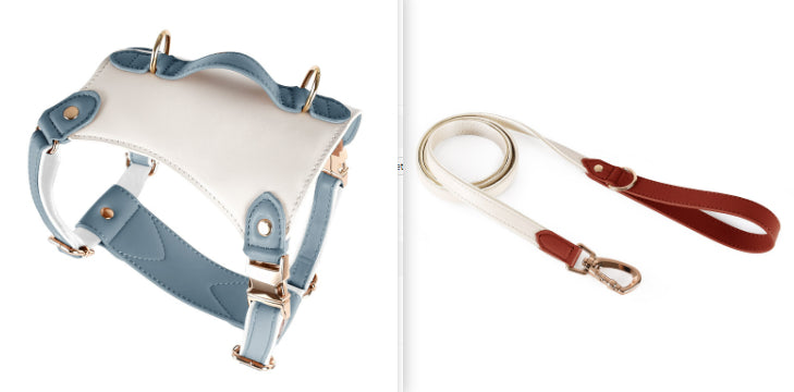 KFX-5809981 Leather Pet Vest with Lead Rope and Adjustable Chest Strap in Various Colors