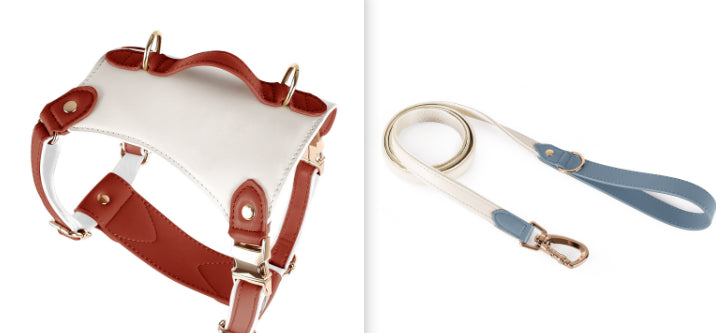 KFX-5809981 Leather Pet Vest with Lead Rope and Adjustable Chest Strap in Various Colors
