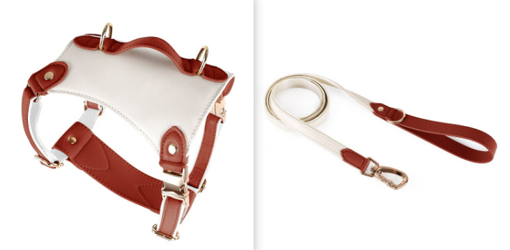 KFX-5809981 Leather Pet Vest with Lead Rope and Adjustable Chest Strap in Various Colors