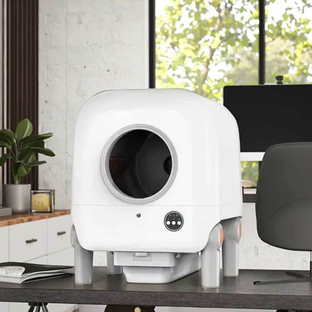 KFX-581011 Automatic XL Cat Litter Box with WiFi Control and Easy Clean Design, Stainless Steel and Plastic Construction