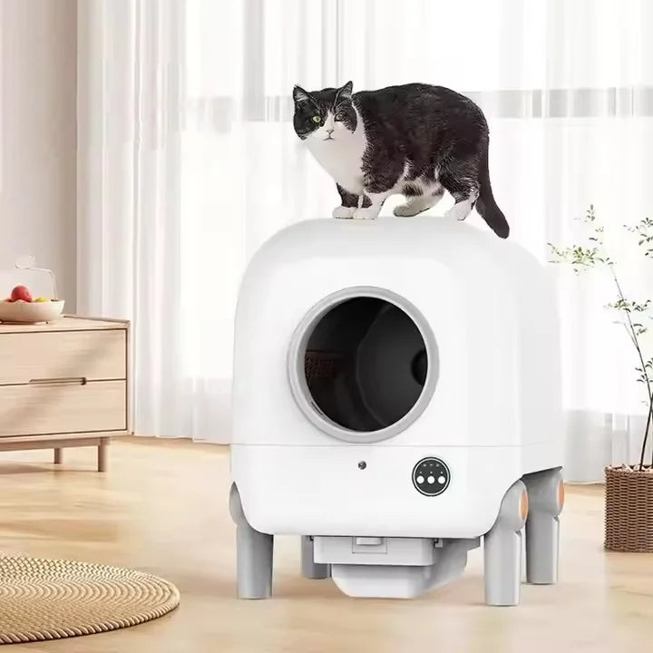 KFX-581011 Automatic XL Cat Litter Box with WiFi Control and Easy Clean Design, Stainless Steel and Plastic Construction