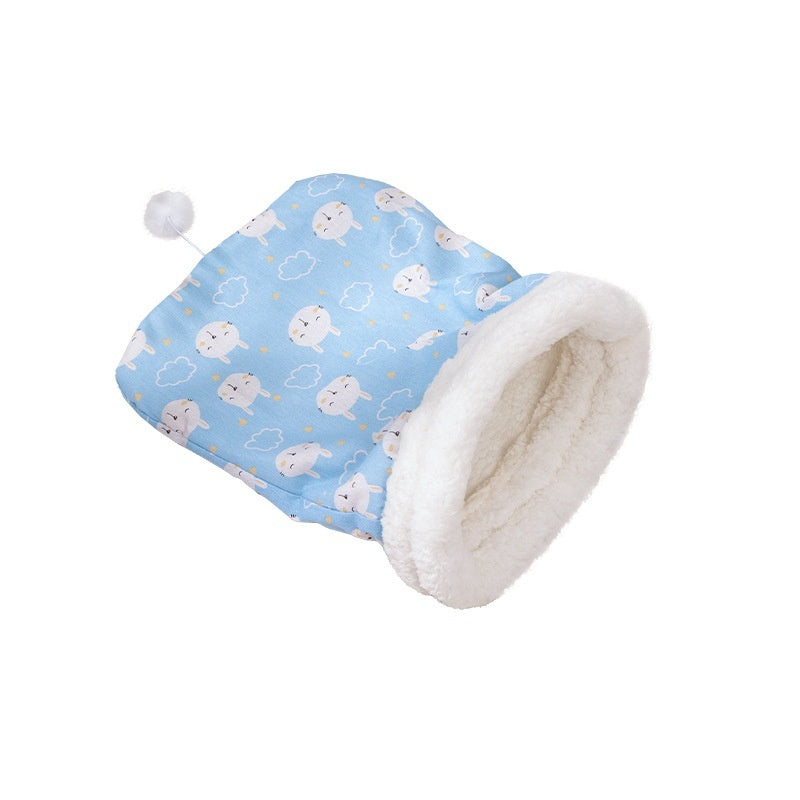 KFX-5810749 Cozy Cat Nest Sleeping Bag - Flannel Material, Available in Pink or Blue