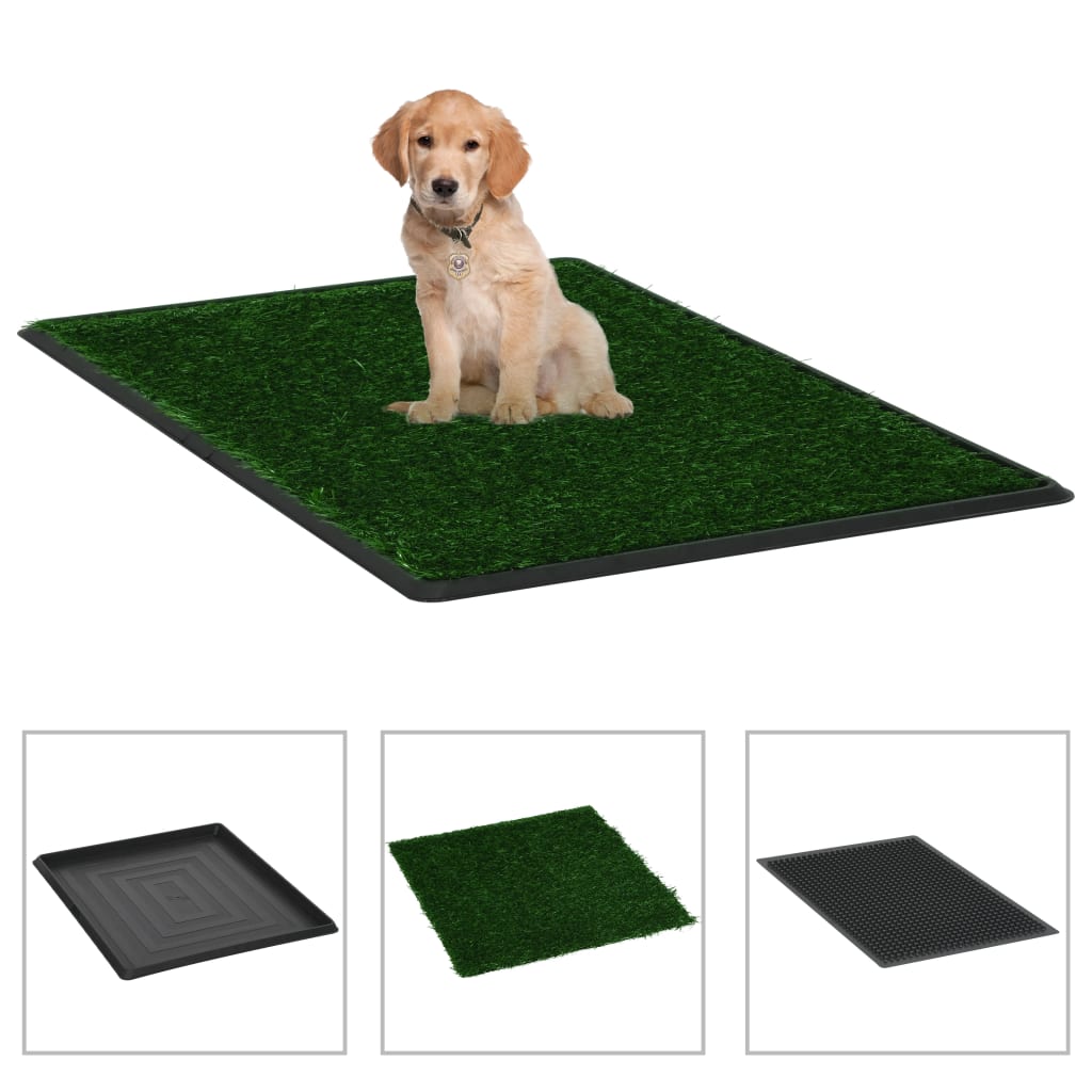 KFX-5810877 Pet Toilet with Artificial Grass Mat and Removable Tray for Easy Cleanup - 63x50 cm