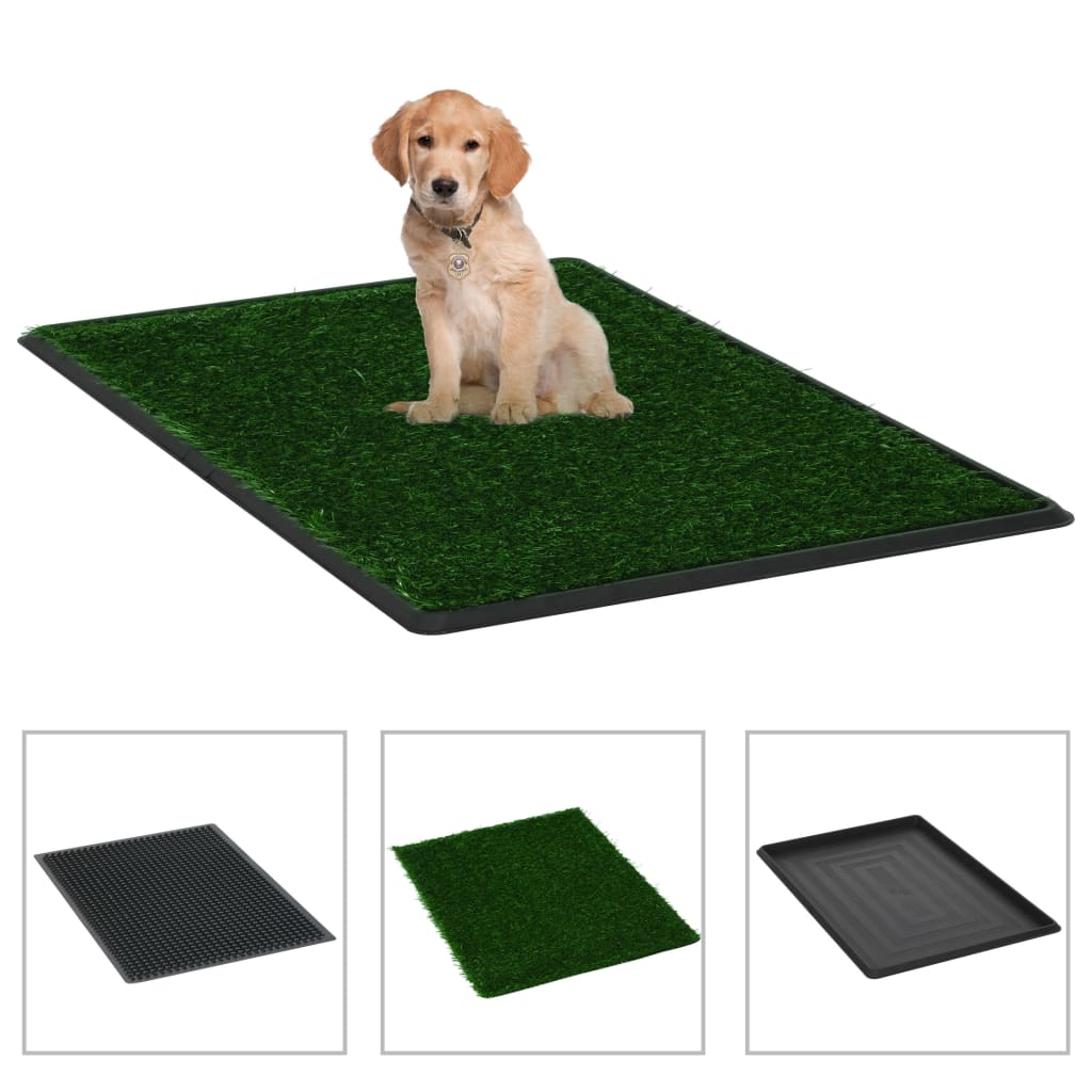 KFX-5810877 Pet Toilet with Artificial Grass Mat and Removable Tray for Easy Cleanup - 63x50 cm