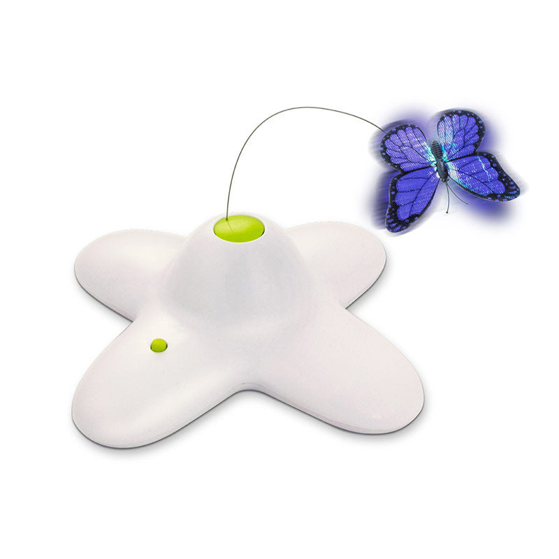 KFX-5811517 Interactive 360-Degree Butterfly Cat Toy with Two Replacement Butterflies for Healthy Playtime