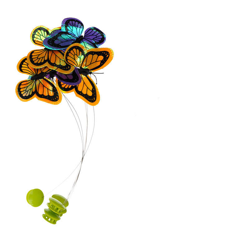 KFX-5811517 Interactive 360-Degree Butterfly Cat Toy with Two Replacement Butterflies for Healthy Playtime