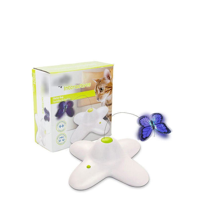 KFX-5811517 Interactive 360-Degree Butterfly Cat Toy with Two Replacement Butterflies for Healthy Playtime