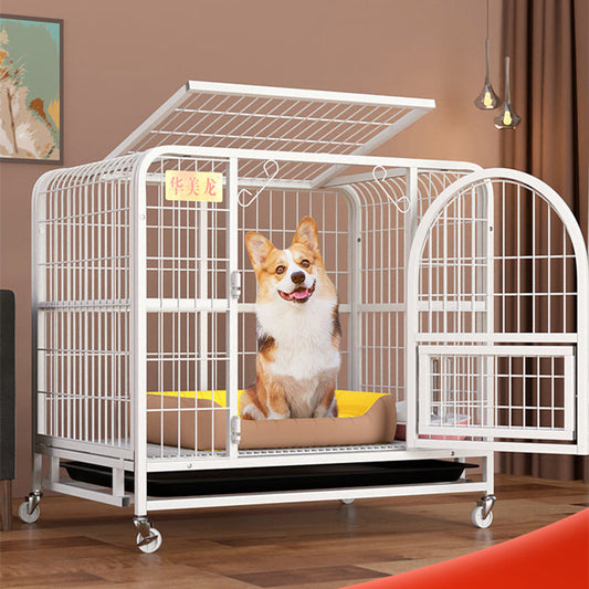 KFX-5812157 Indoor Fenced Corgi Kennel - Square Tube Design in White, Pink, or Black, 54x34x49cm