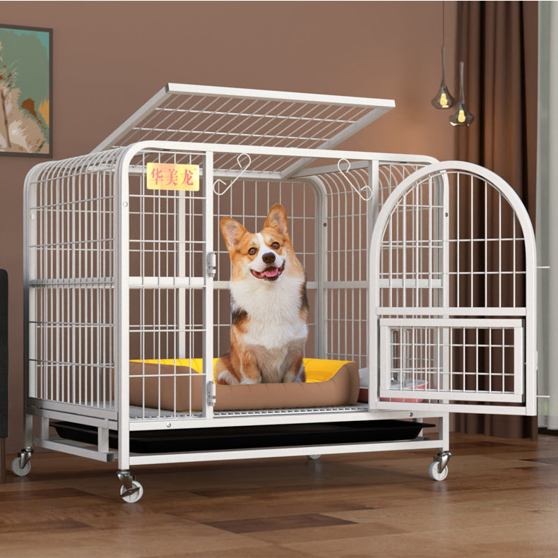KFX-5812157 Indoor Fenced Corgi Kennel - Square Tube Design in White, Pink, or Black, 54x34x49cm