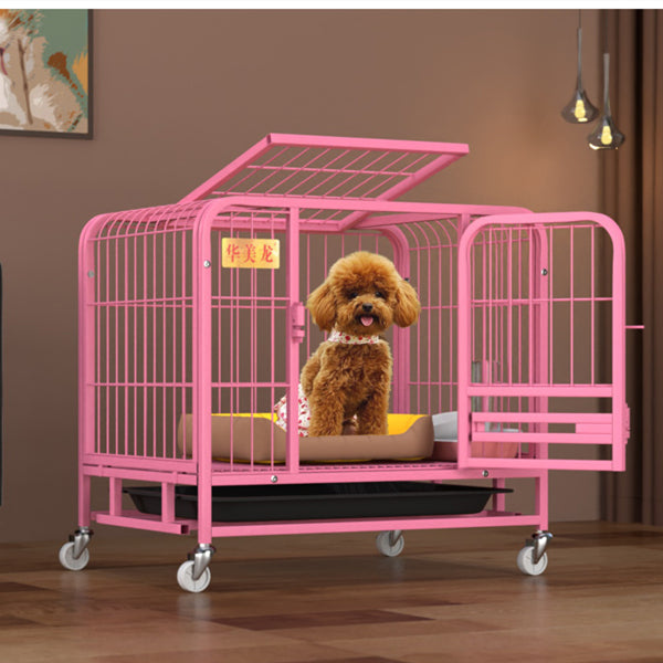 KFX-5812157 Indoor Fenced Corgi Kennel - Square Tube Design in White, Pink, or Black, 54x34x49cm