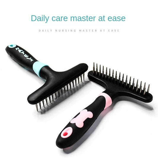 KFX-5812285 Plastic Dog Hair Removal Comb and Nail Rake - 12x15cm, Blue/Pink