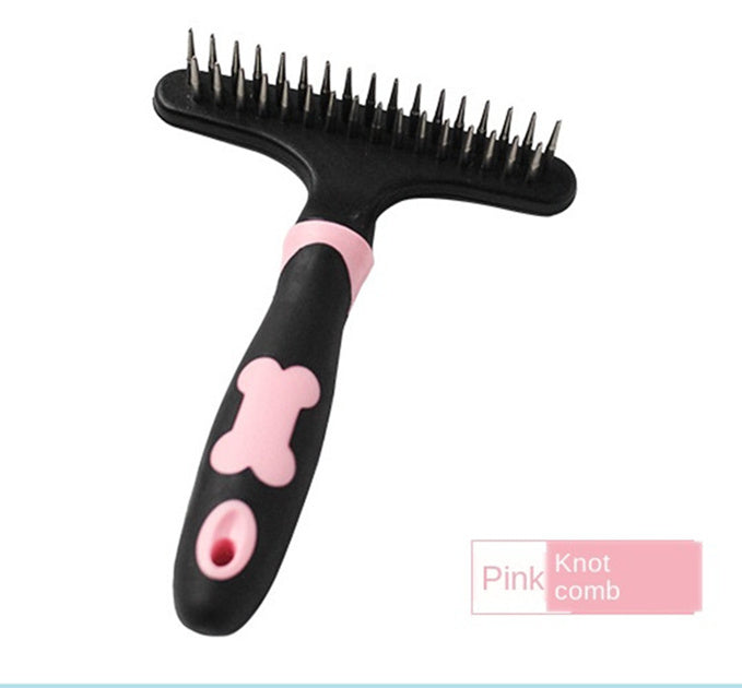 KFX-5812285 Plastic Dog Hair Removal Comb and Nail Rake - 12x15cm, Blue/Pink